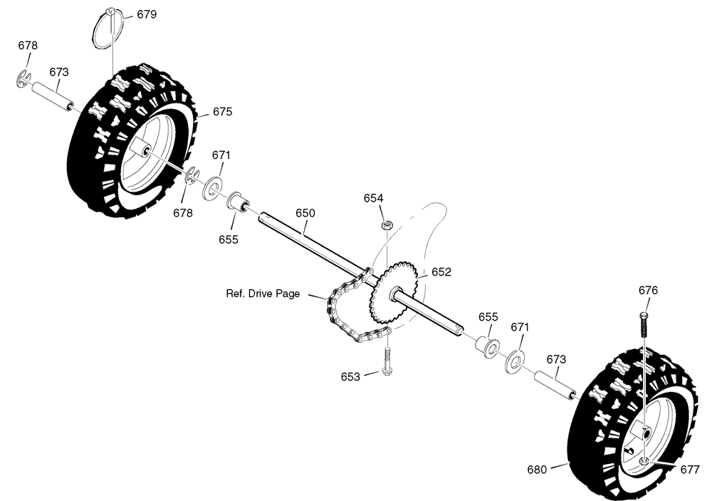 Wheels Diagram and Parts List for 622505X105A 2004 Briggs and Stratton Snow Blower